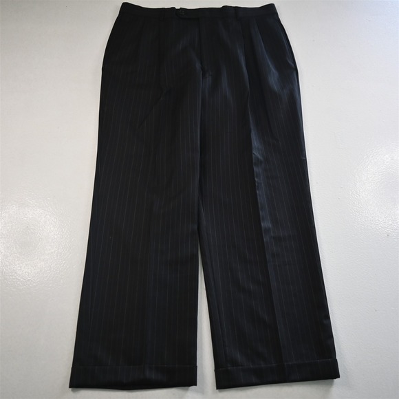 Jones New York 43R 36x30 Black Striped 100% Wool Mens Jacket Pants Suit - Picture 8 of 12